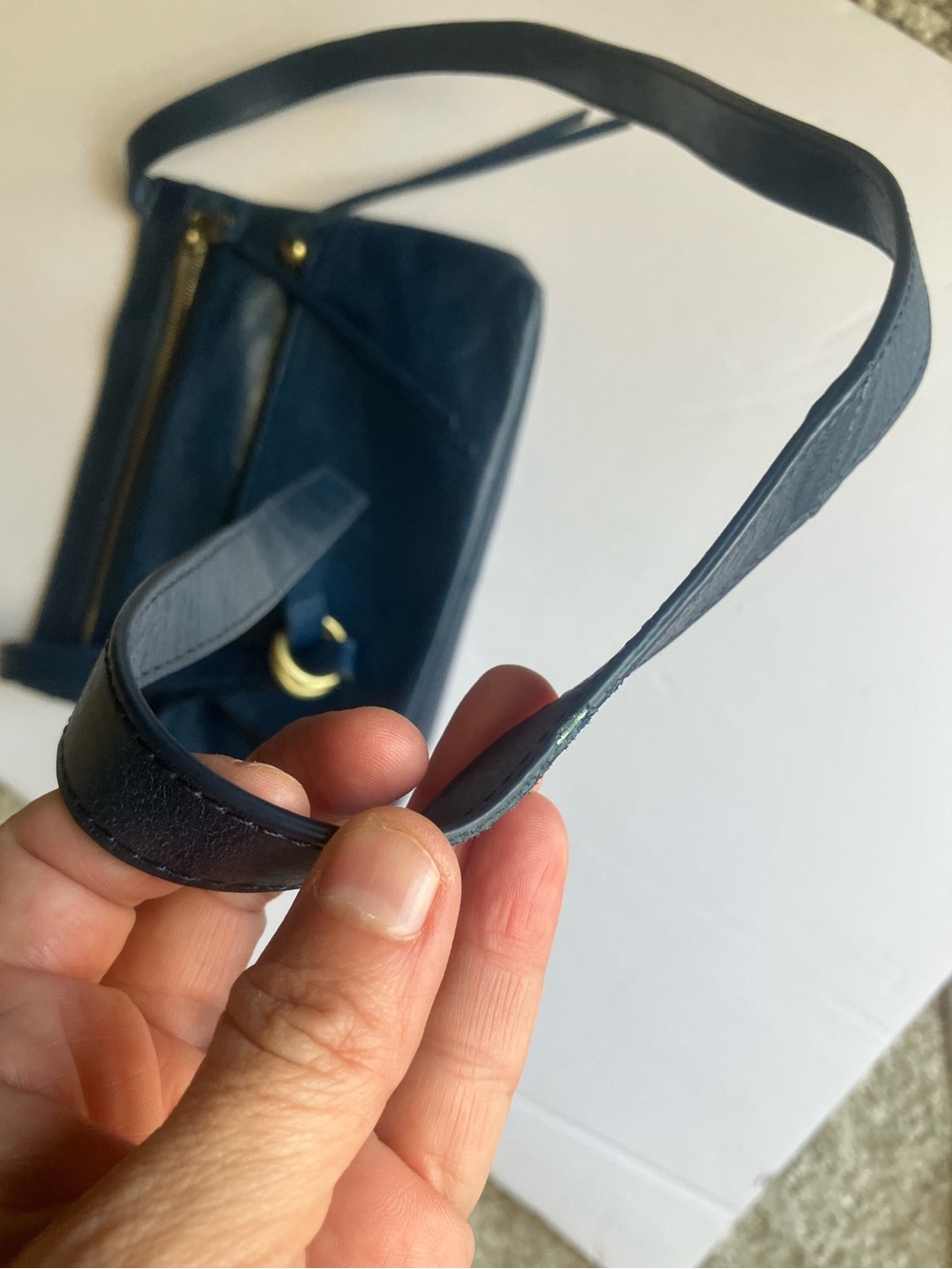 HOBO Cassie Crossbody - Deep Blue Leather with Gold Hardware - Picture 15 of 15